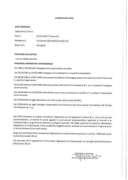 Curriculum Tagliapietra Cristina